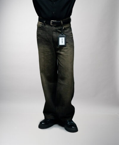green denim pants